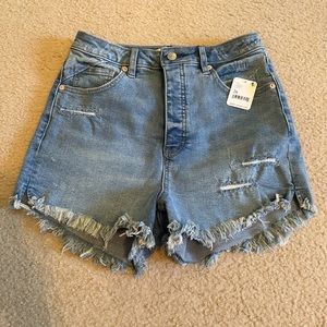 Free People Curvy High Waist Button Fly Denim Shorts {Size 28}